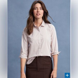 Garnet Hill Essential‎ Pima Cotton Pink Striped Button Down Shirt